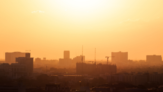 Imagem de cidade com temperatura elevada